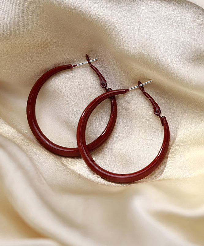 Red Sterling Silver Hoop Earrings