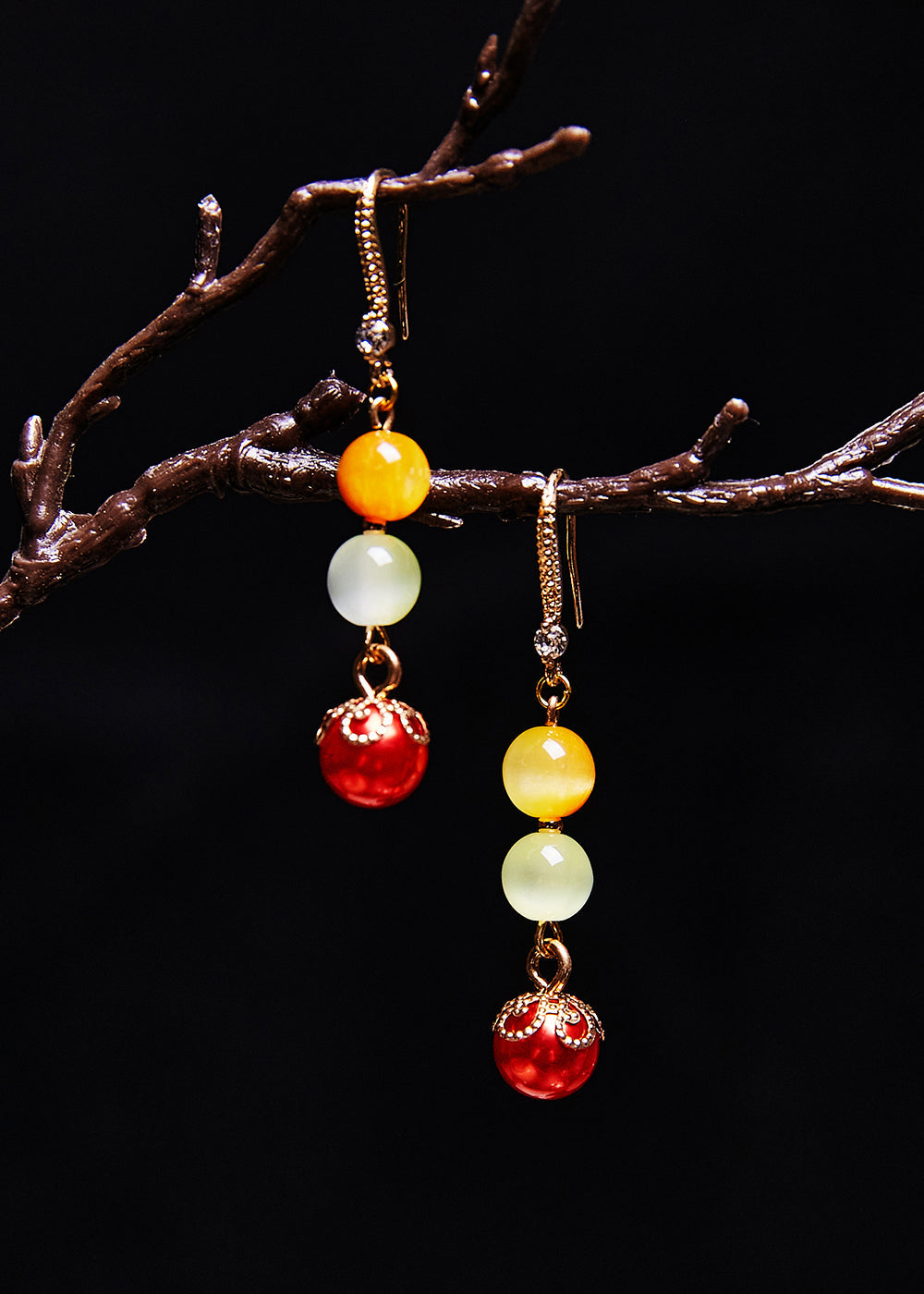Jade Tassels Pearl Drop Earrings