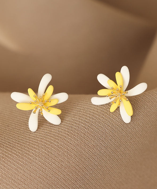 Yellow White Acrylic Stud Earrings