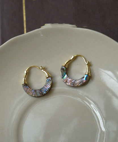Gold Copper Overgild Shell Hoop Earrings