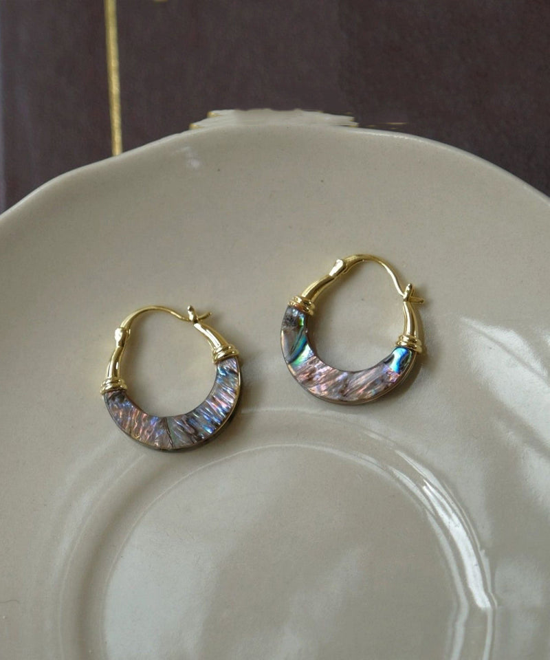 Gold Copper Overgild Shell Hoop Earrings