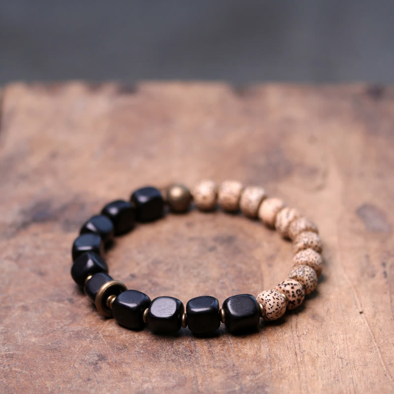Ebony Wood Obsidian Peace Bracelet 15cm