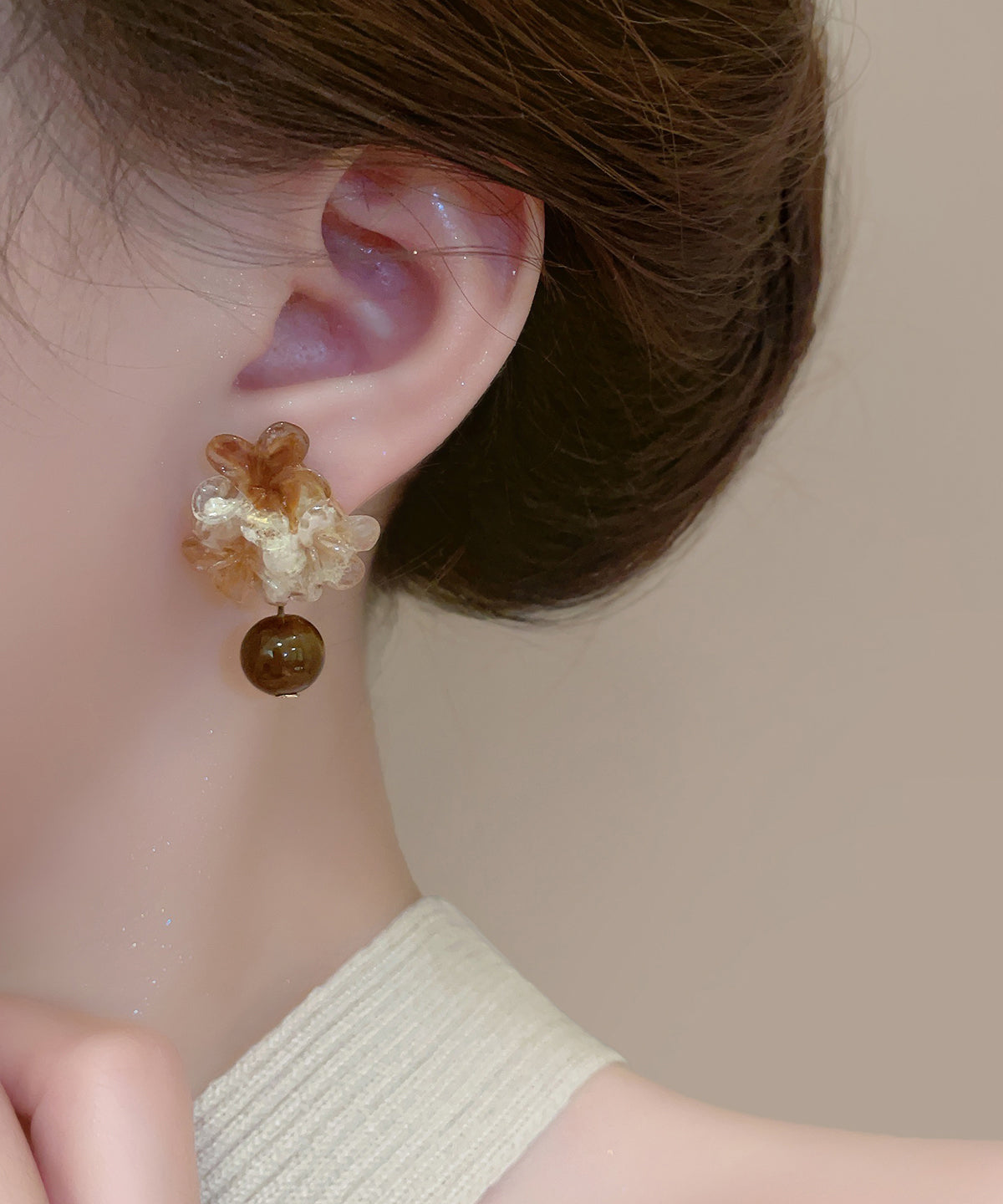Brown Acrylic Tie Dye Drop Earrings