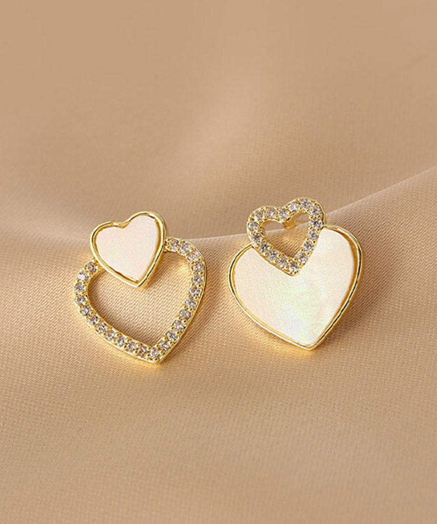 Silk Alloy Acrylic Zircon Asymmetricar Love Stud Earrings