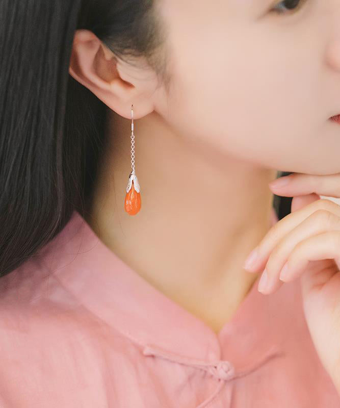Silk Sterling Silver Jade Tassel Drop Earrings