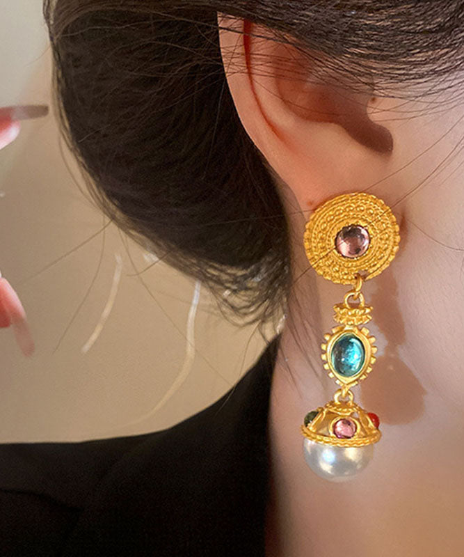 Copper Resin Pearl Drop Earrings