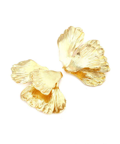 Diy Yellow Metal Alloy Ginkgo Leaf Stud Earrings