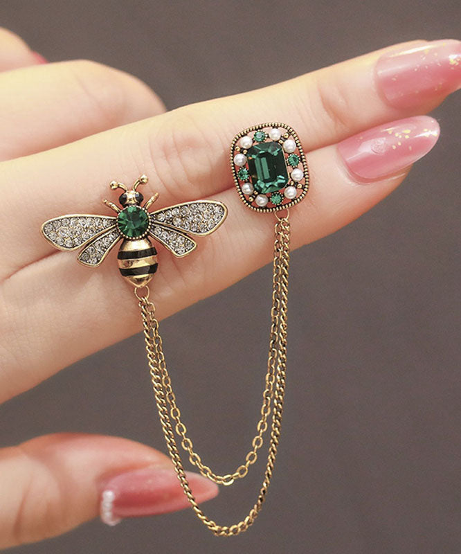 Copper Overgild Zircon Bee Tassel Brooches