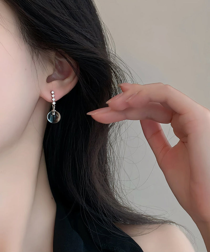Brief Silk Copper Zircon Crystal Drop Earrings
