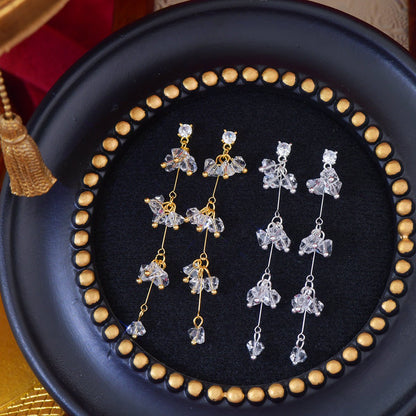 Elara Crystal Earrings in Silver