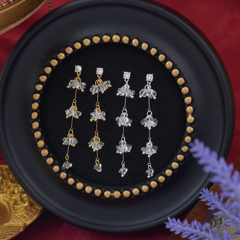 Elara Crystal Earrings in Silver
