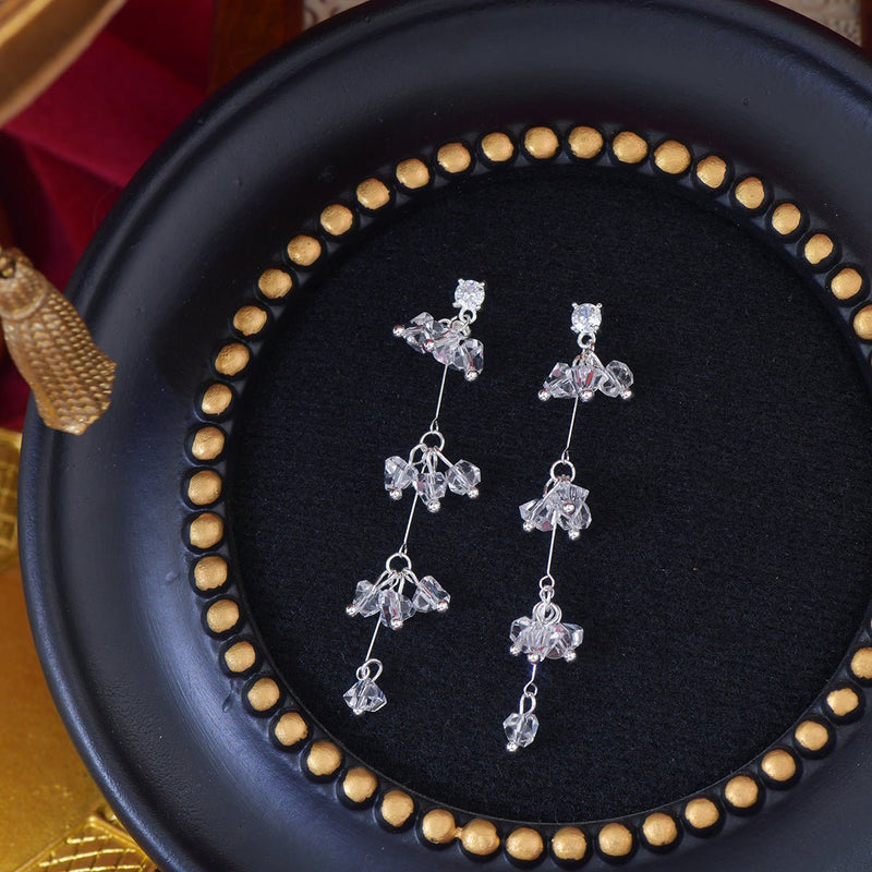 Elara Crystal Earrings in Silver
