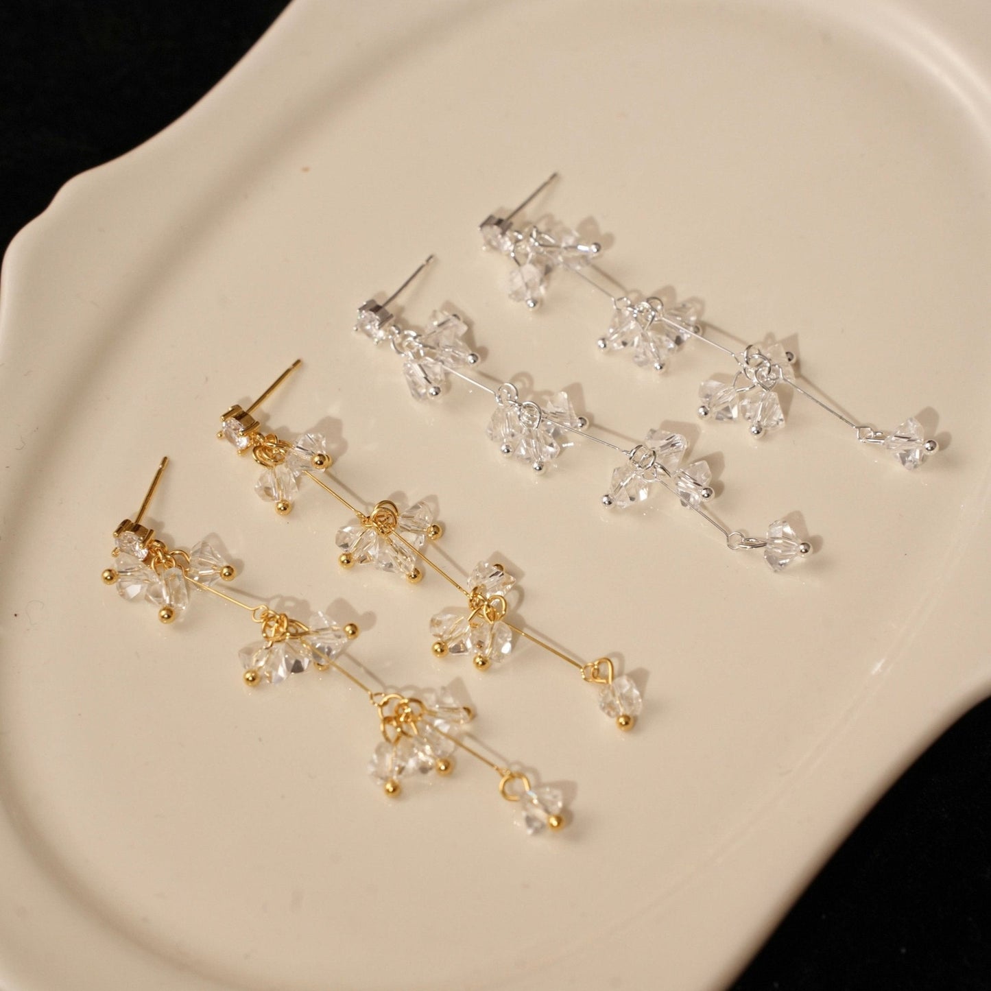 Elara Crystal Earrings in Silver