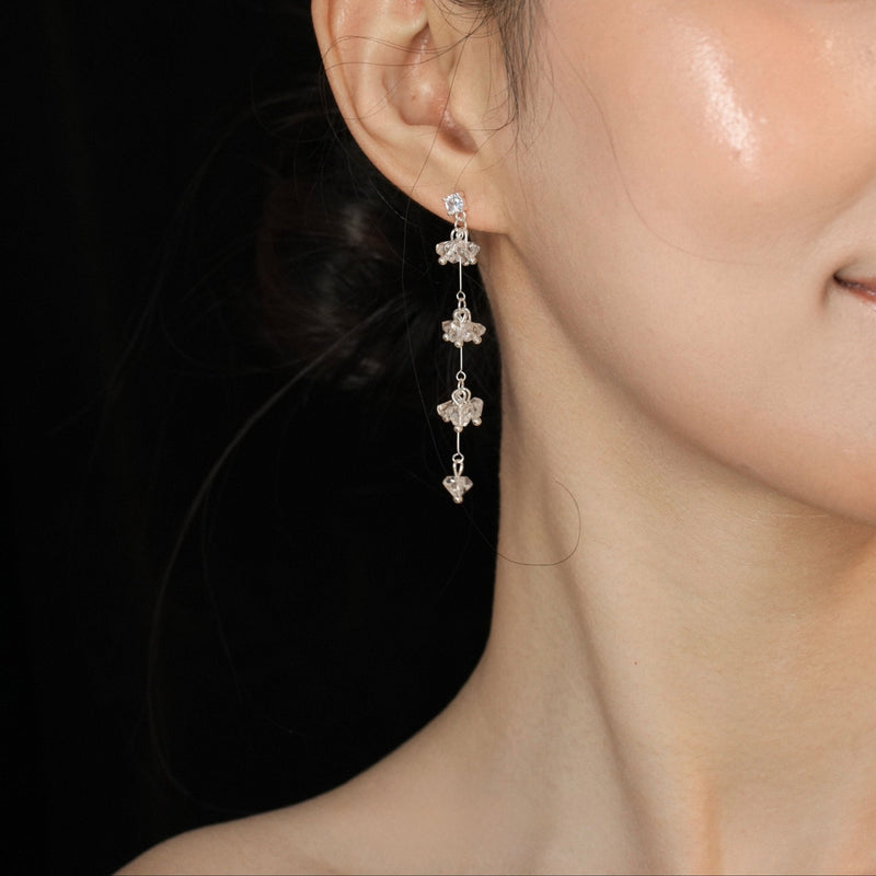 Elara Crystal Earrings in Silver