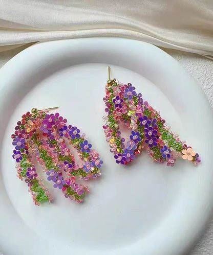 Stylish Rainbow Acrylic Sequins Tassel Drop Earrings