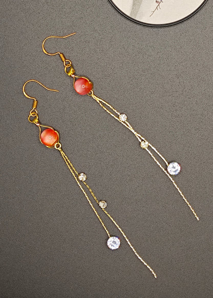 Diy Red Crystal Fringe Trim Rhinestone Drop Earrings