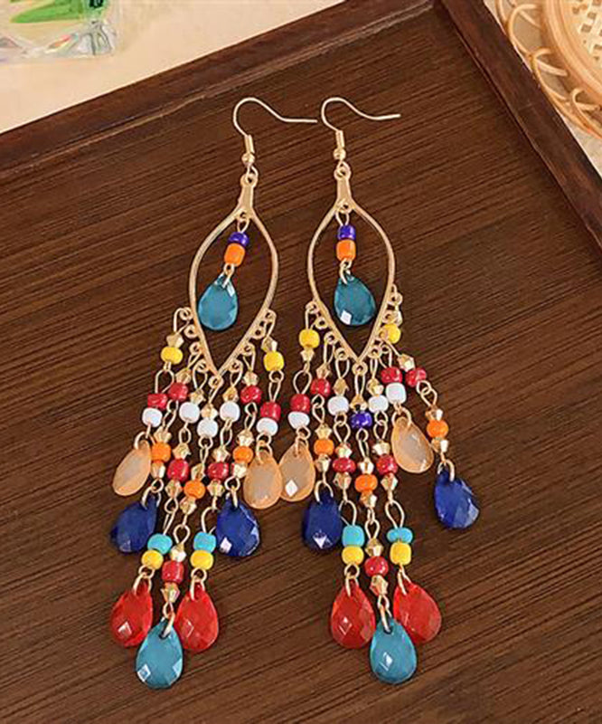 Rainbow Copper Alloy Beading Tassel Drop Earrings