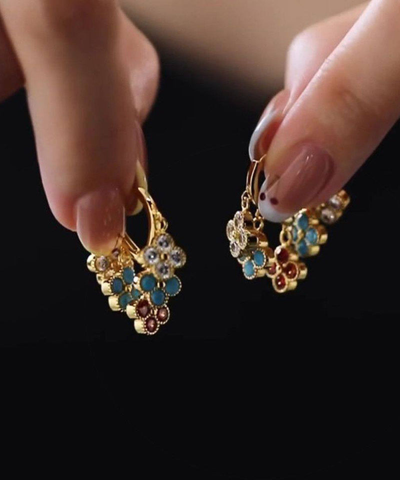Light Colored Four Leaf Flower Earrings
