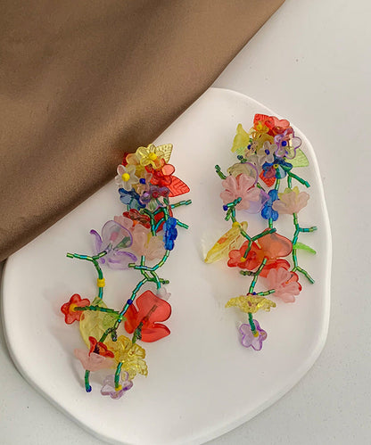 Woven Acrylic Long Drop Earrings