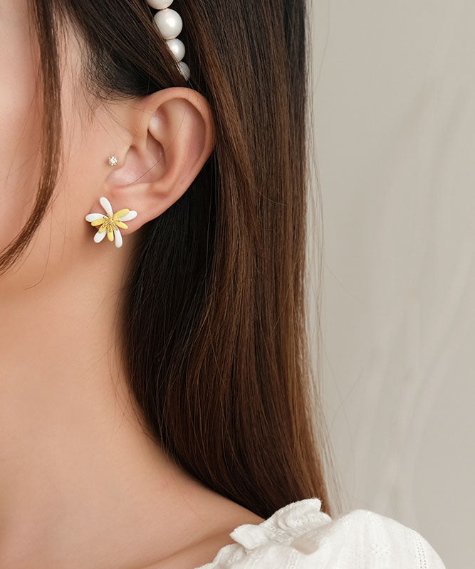 Yellow White Acrylic Stud Earrings