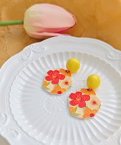 Yellow Srerling Silver Drop Glaze Drop Earrings