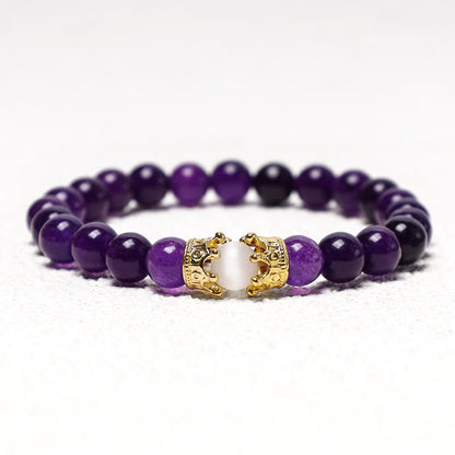 Buddha Stones Natural Stone King&queen Crown Healing Energy Beads Couple Bracelet