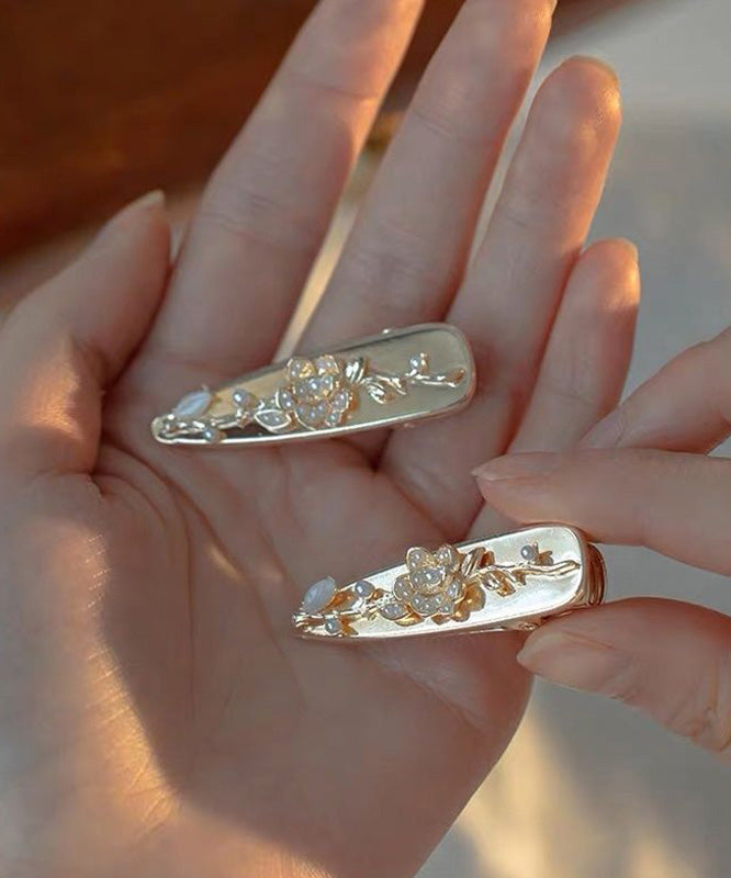 French Gold Alloy Pearl a Pair Hairpin