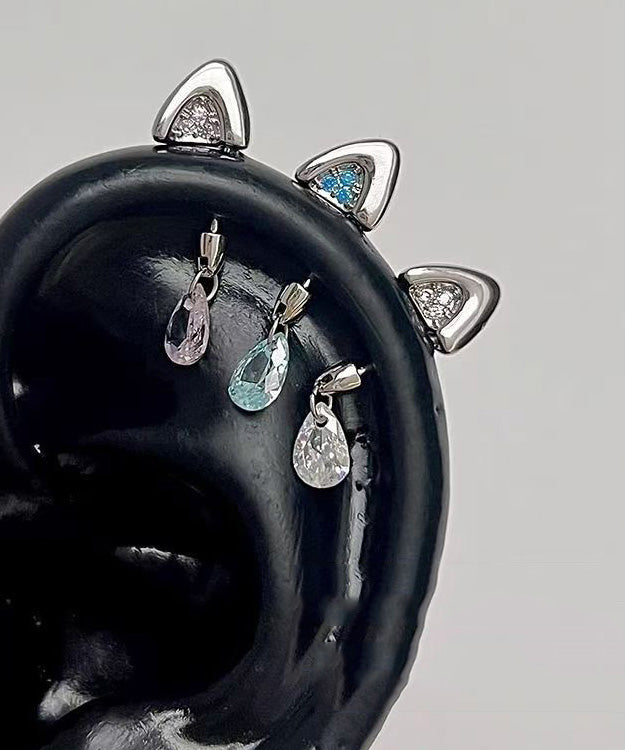 Zircon Titanium Steel Stud Earrings
