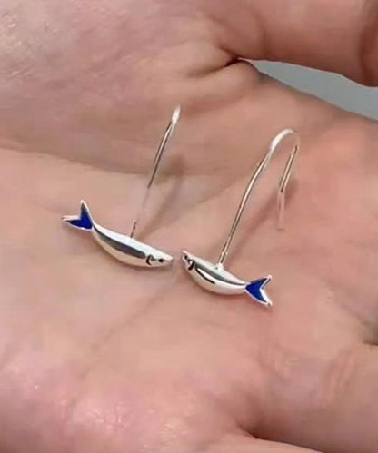 Original Small Fish Handmade Silver Enamel Earrings