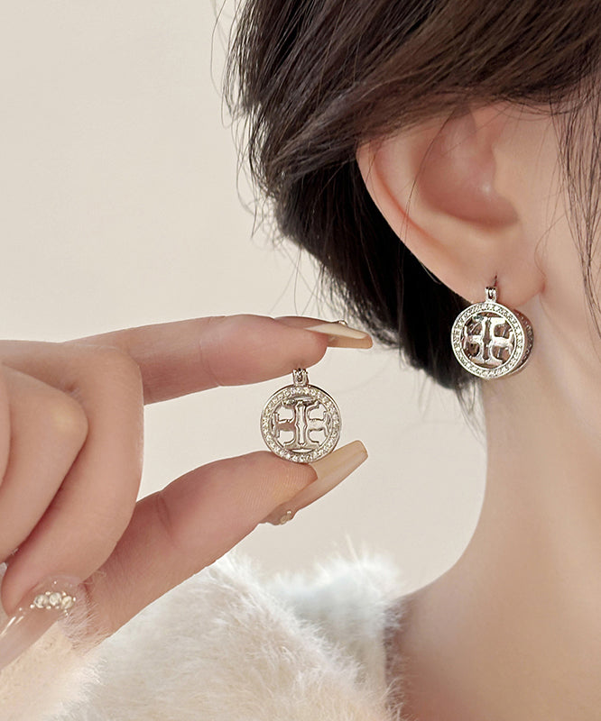 Unique Silk Sterling Silver Zircon Circle Hoop Earrings