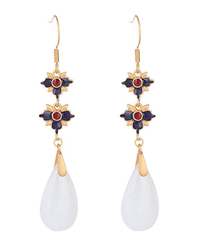 Retro White Gold Plated Bowlder Drop Earrings