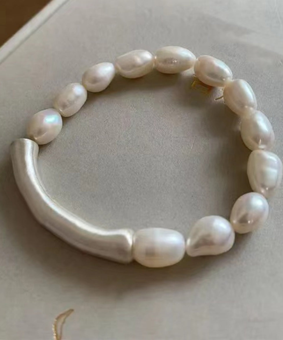 Diy White Sterling Silver Pearl Bracelet