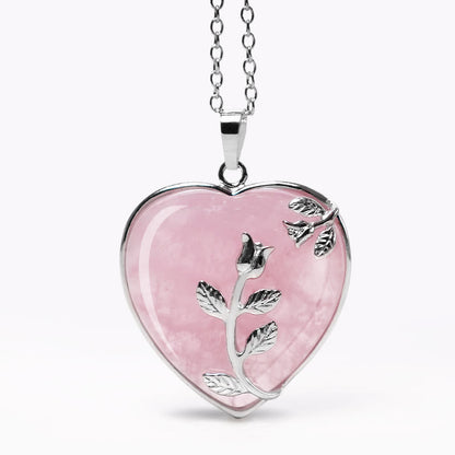Amethyst Heart Pendant Necklace for Healing & Balance
