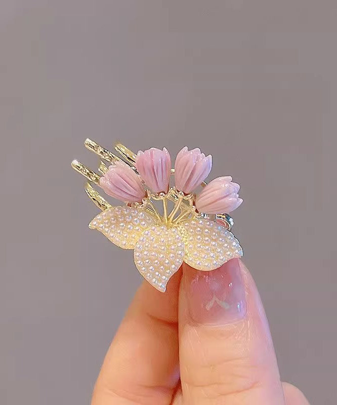 New Purple Alloy Lotus and Pearl Hairpin Two-piece Set