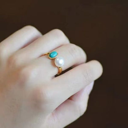 Sterling Silver Temperament Pearl Colour Block Rings