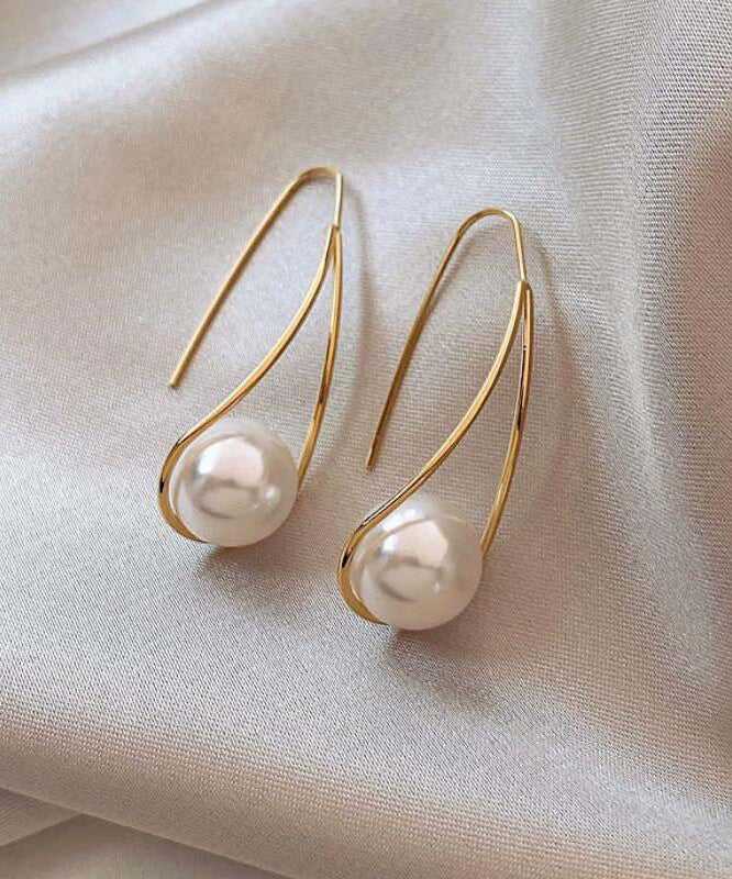 Copper Overgild Pearl Drop Earrings