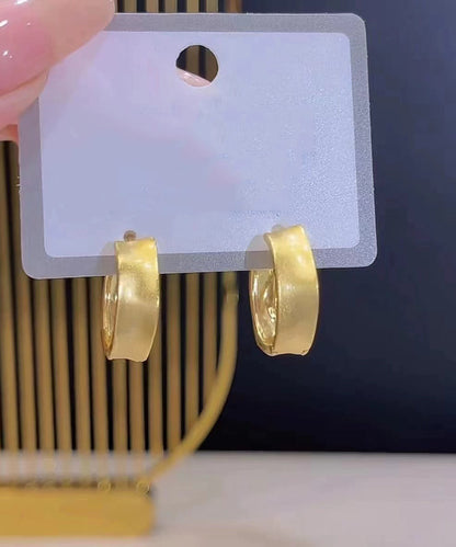 Gold Copper Wire Drawing Hoop Earrings