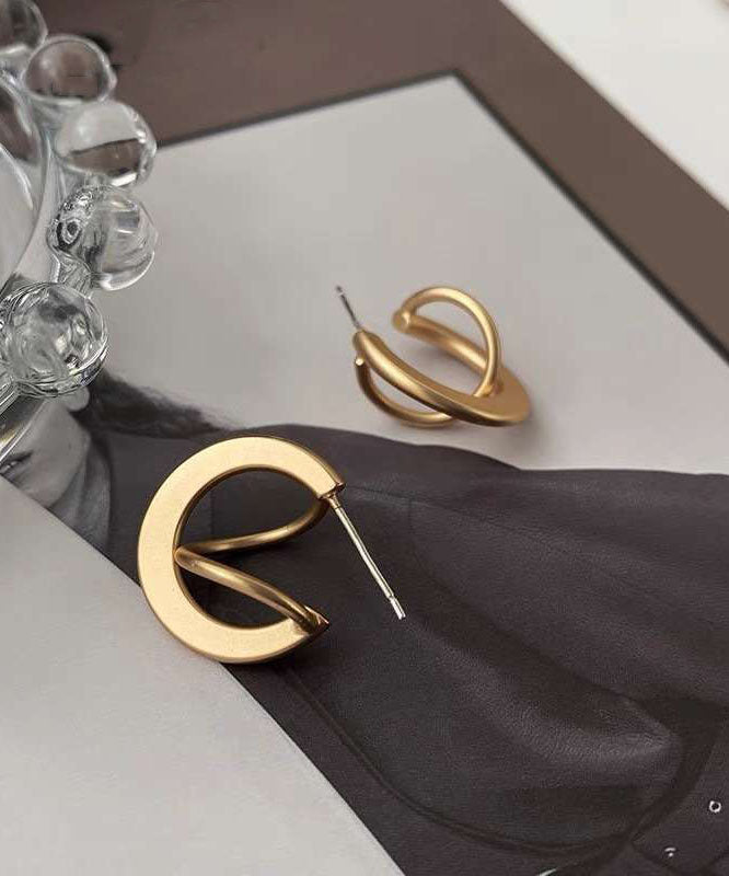 Diy Gold Superimposed Ring Cold Style Earrings