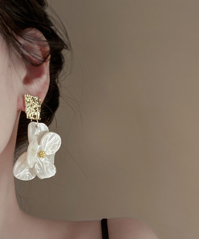 White Acrylic Drop Earrings