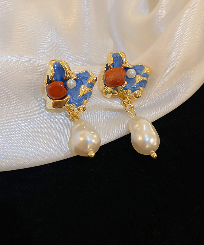 Retro Multicolor Copper Alloy Pearl Drop Earrings
