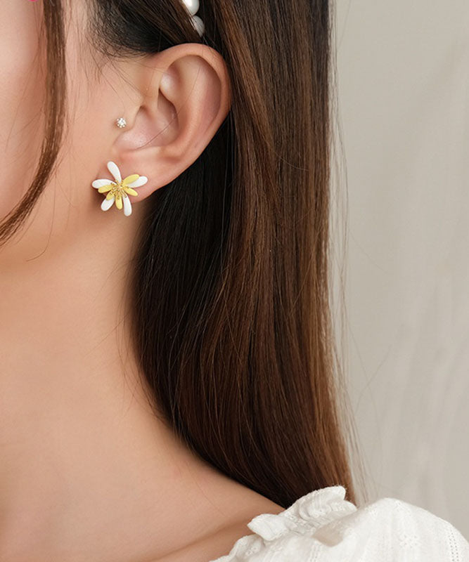 Modern Yellow Sterling Silver Alloy Stud Earrings