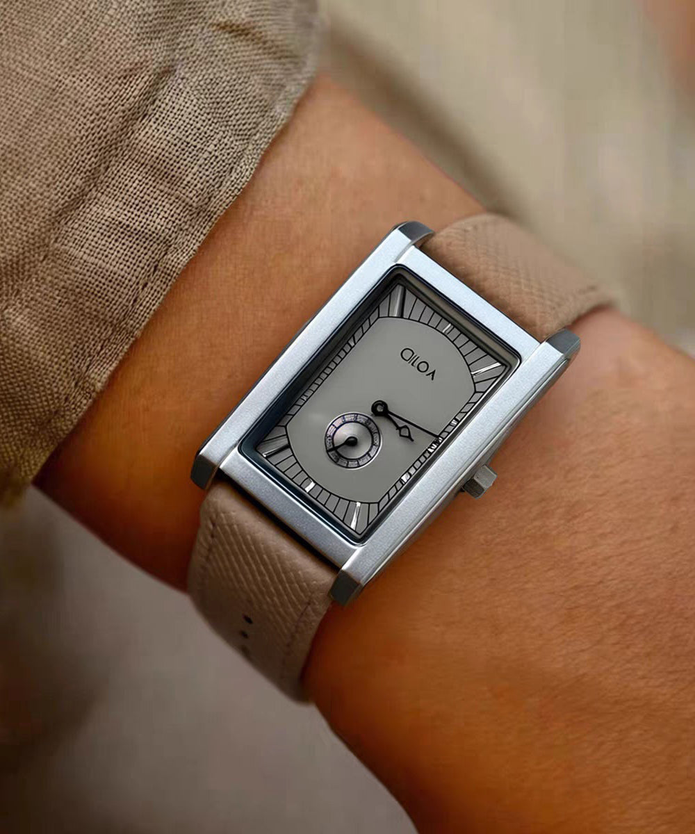Khaki Leather Square Mechanical Watches