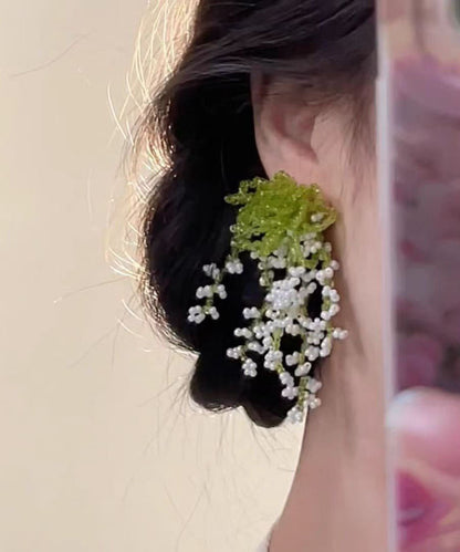 Colorblock Beading Tassel Drop Earrings