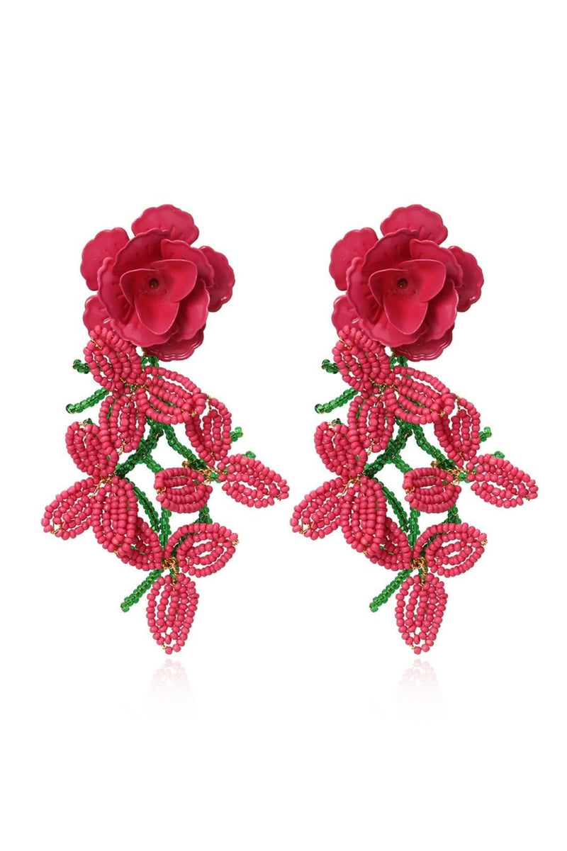 Petal Beaded Tassel Earrings