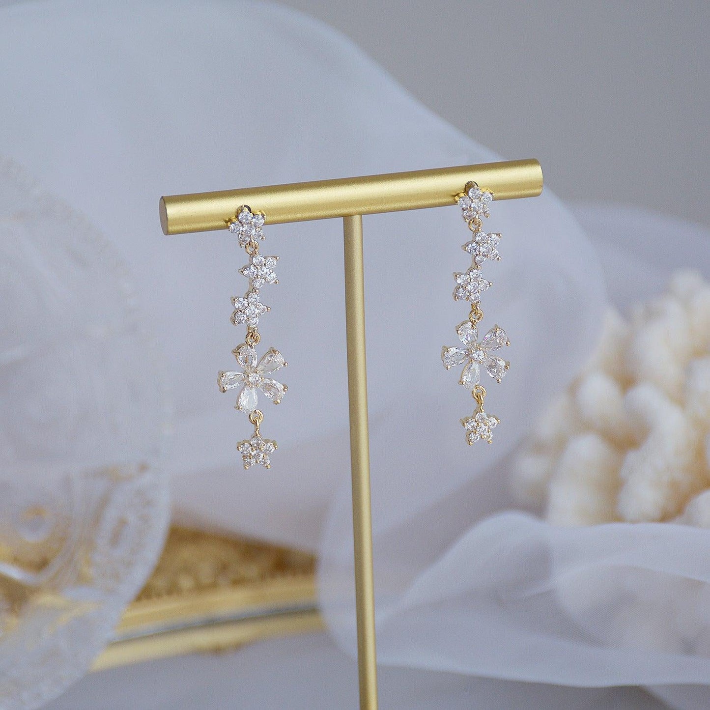 Elena Flower Drop Earrings
