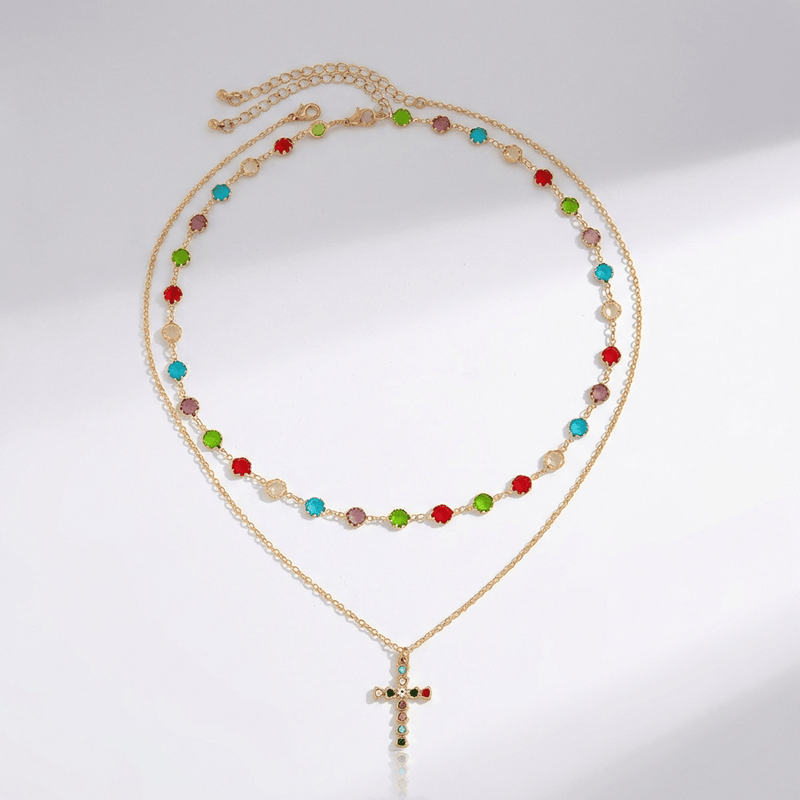 Colorful Cross Pendant Necklace