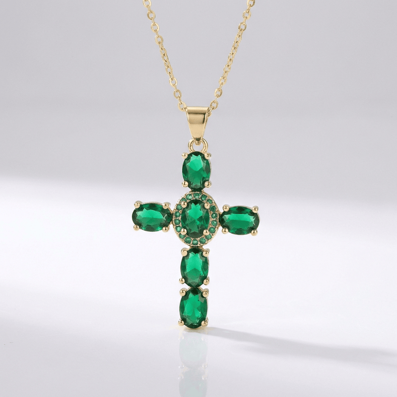 Colorful Gemstones Cross Necklaces