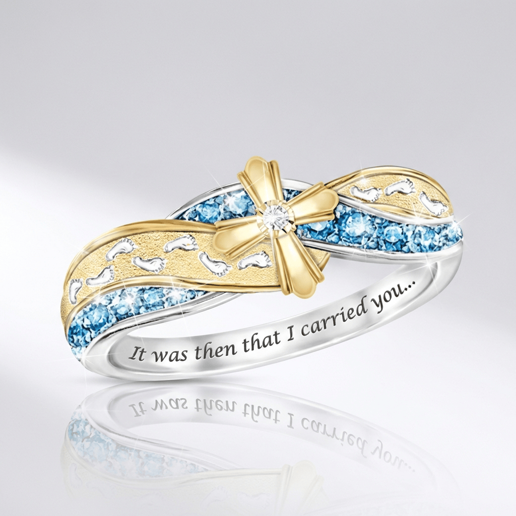 Handmade Detailed Zircon & Silver Mom Ring