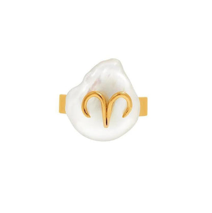 Zodiac Sign Pearl Adjustable Ring