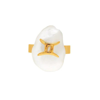 Zodiac Sign Pearl Adjustable Ring